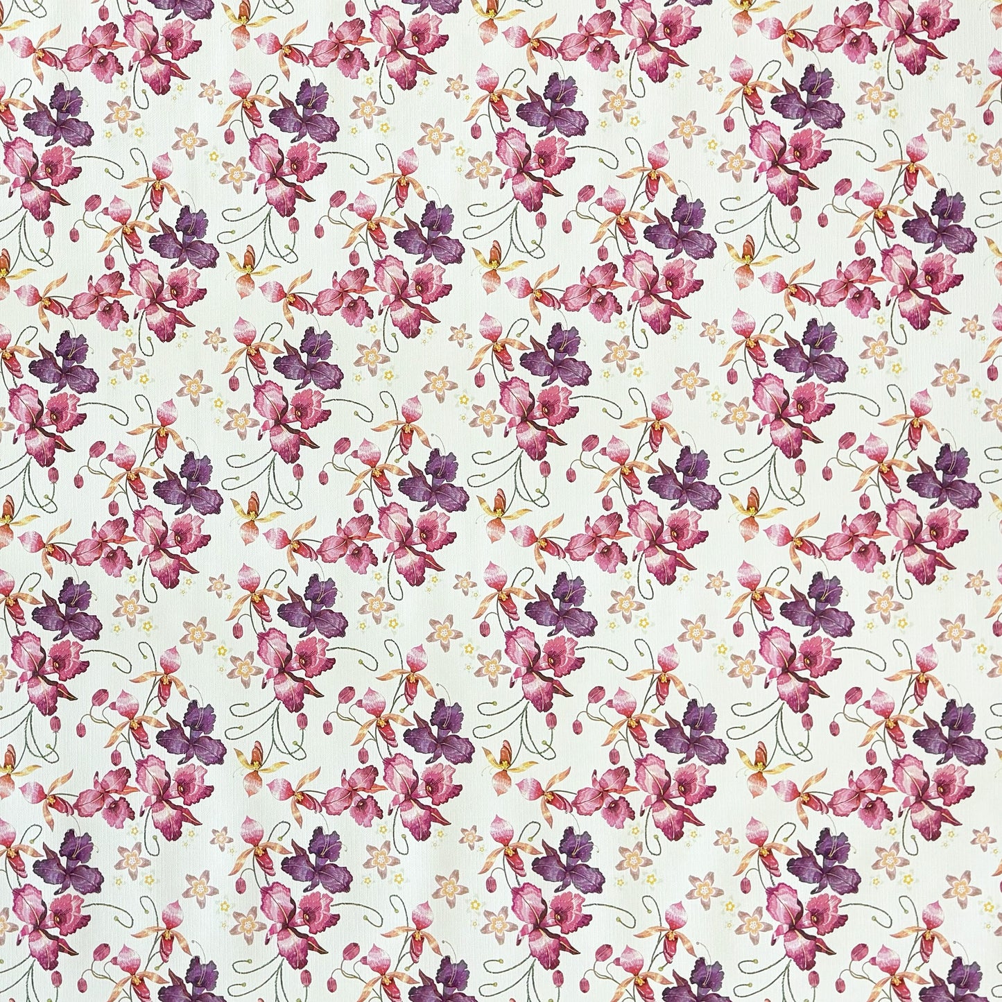 Nappe en toile cirée gaufrée M19414 fleurs roses orchidées carrée ronde ovale