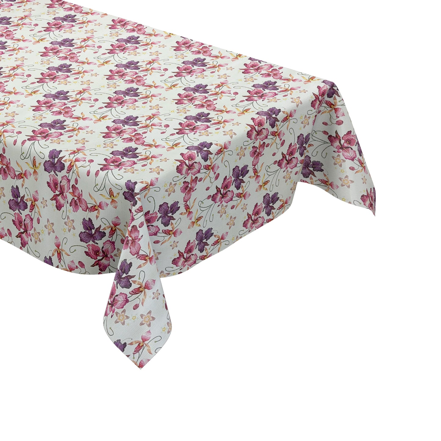 Nappe en toile cirée gaufrée M19414 fleurs roses orchidées carrée ronde ovale
