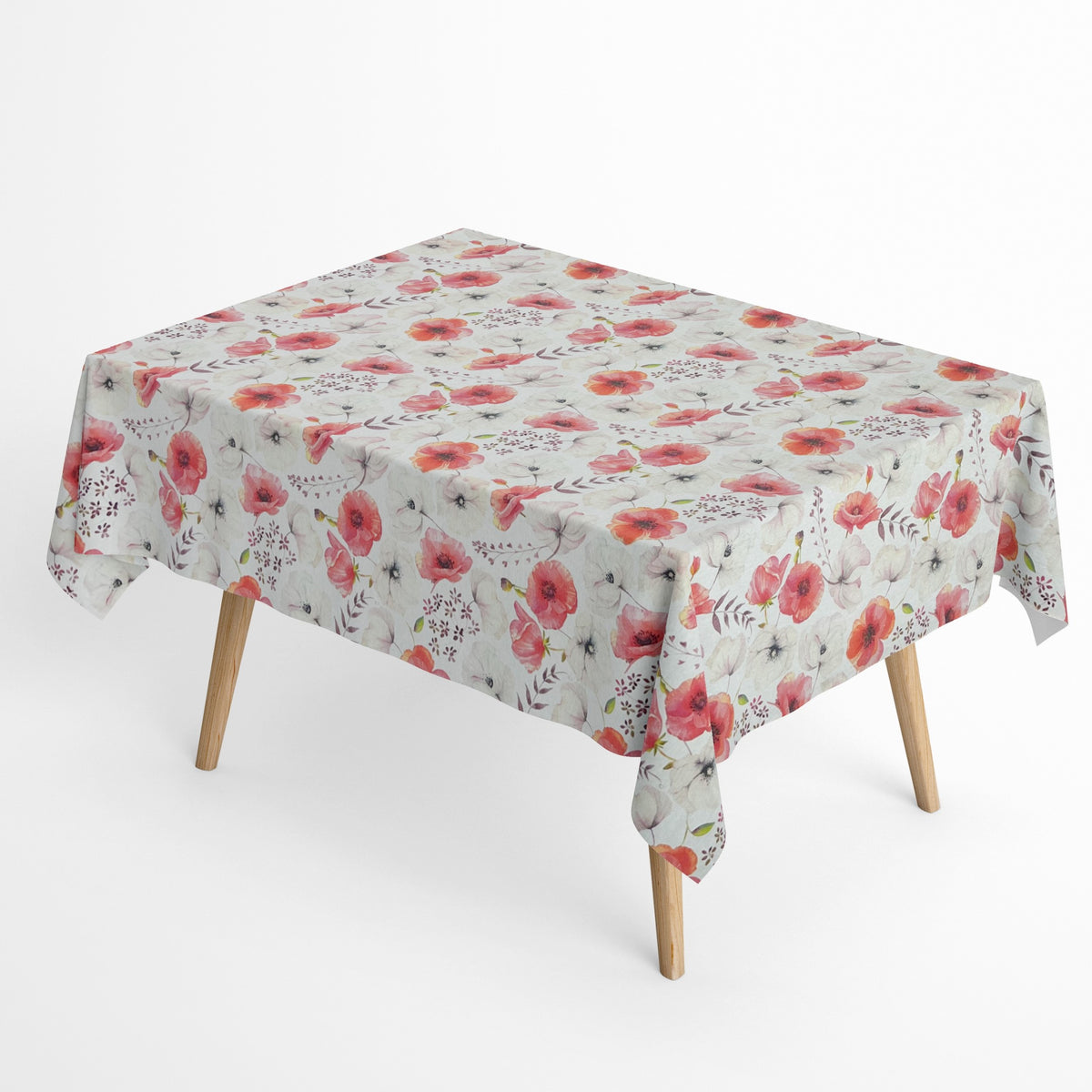 textile Tischdecke mit Blumen Mohnblüten