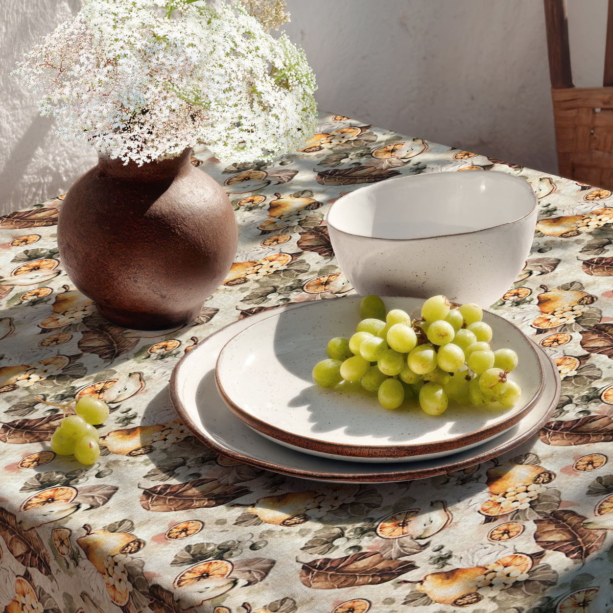Jacquard Tischdecke Herbst Früchte Blätter Obst