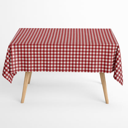 Jacquard Tischdecke aus beschichteter Baumwolle mit Fleckenschutz MENORCA-C401 kariert rot eckig rund oval