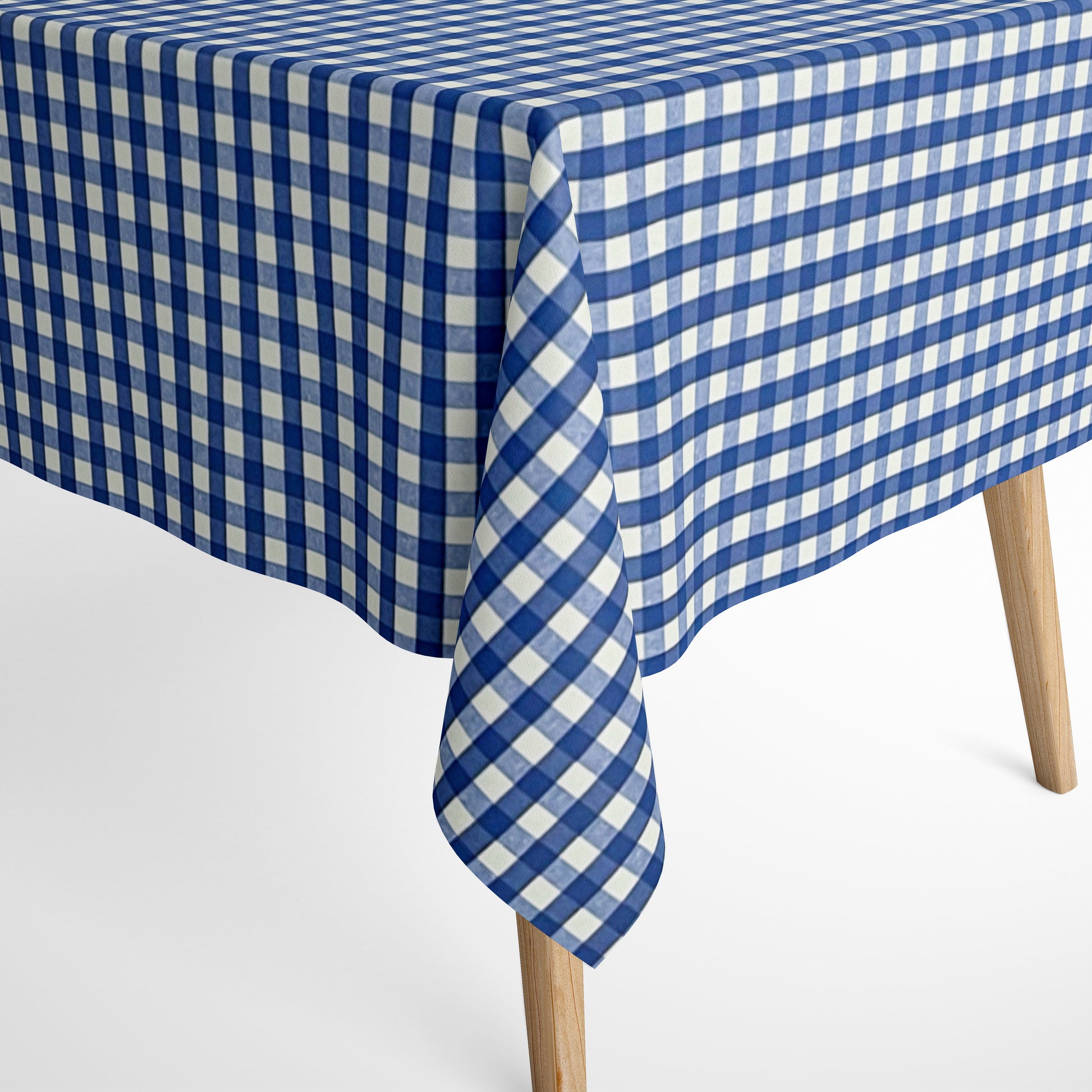 textile Baumwolltischdecke kariert blau 