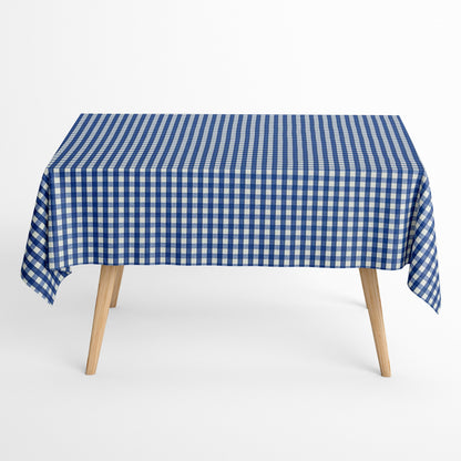 textile Baumwolltischdecke kariert blau 