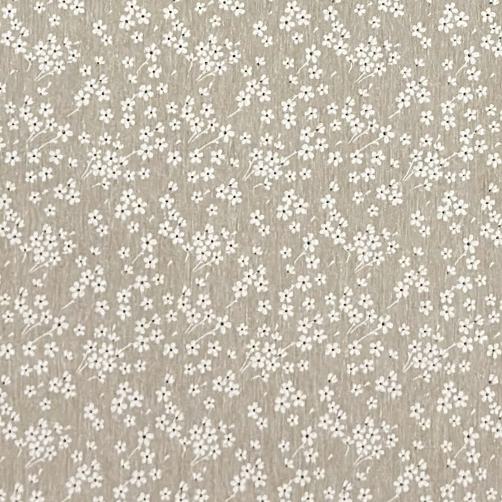 Jacquard Tischdecke aus beschichteter Baumwolle mit Fleckenschutz MILFLORES01 beige zarte Blümchen eckig rund oval