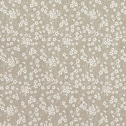Jacquard Tischdecke aus beschichteter Baumwolle mit Fleckenschutz MILFLORES01 beige zarte Blümchen eckig rund oval