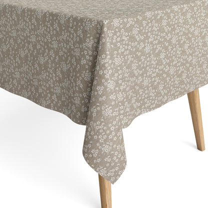 Jacquard Tischdecke aus beschichteter Baumwolle mit Fleckenschutz MILFLORES01 beige zarte Blümchen eckig rund oval