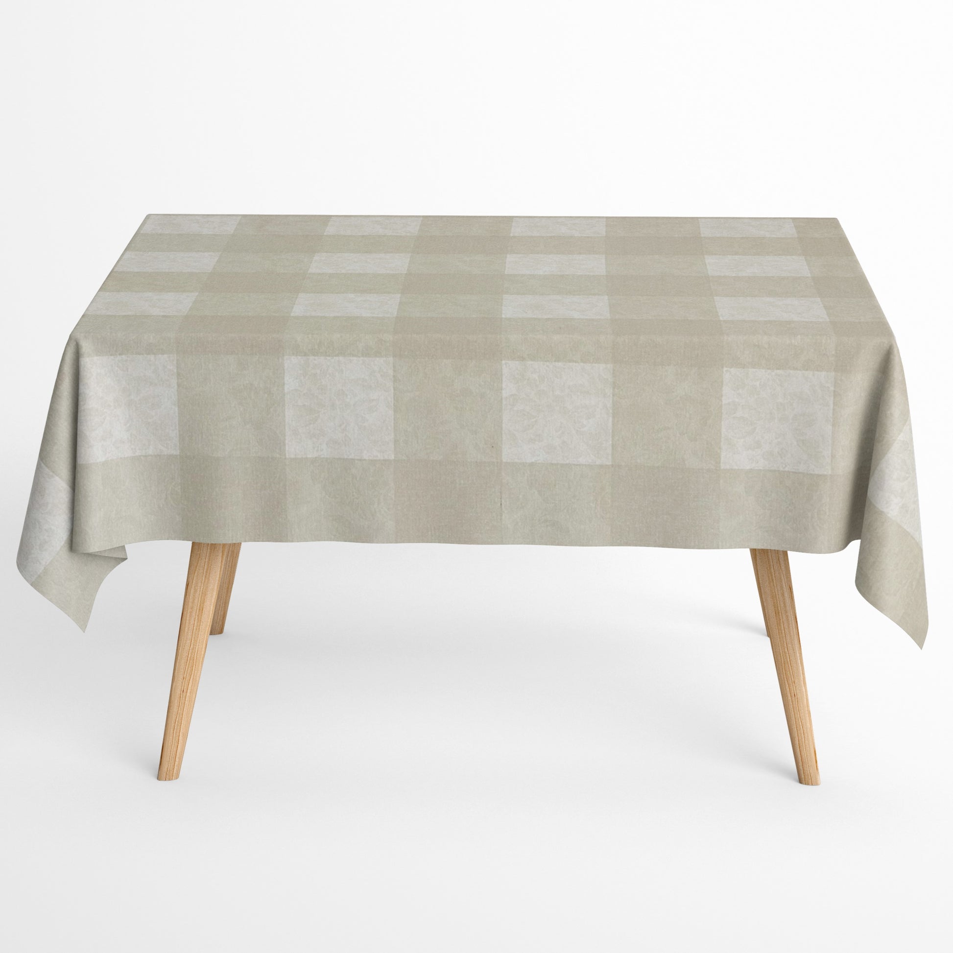 Baumwoll Tischdecke kariert Karo beige