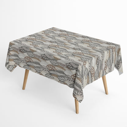 Baumwoll Tischdecke Blätter Laube beige grau