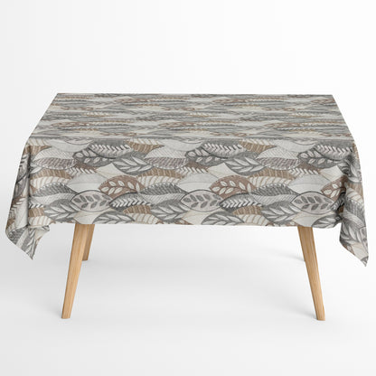 Baumwoll Tischdecke Blätter Laube beige grau