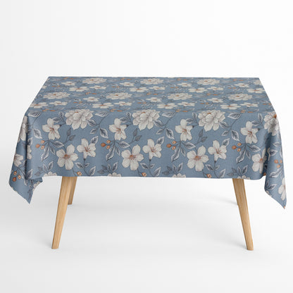 Tischdecke beschichtete Baumwoll Lilien Blumen blau