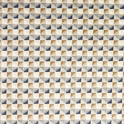 Nappe jacquard en coton enduit antitache OLAYA géométrie cube rétro carré rond ovale 