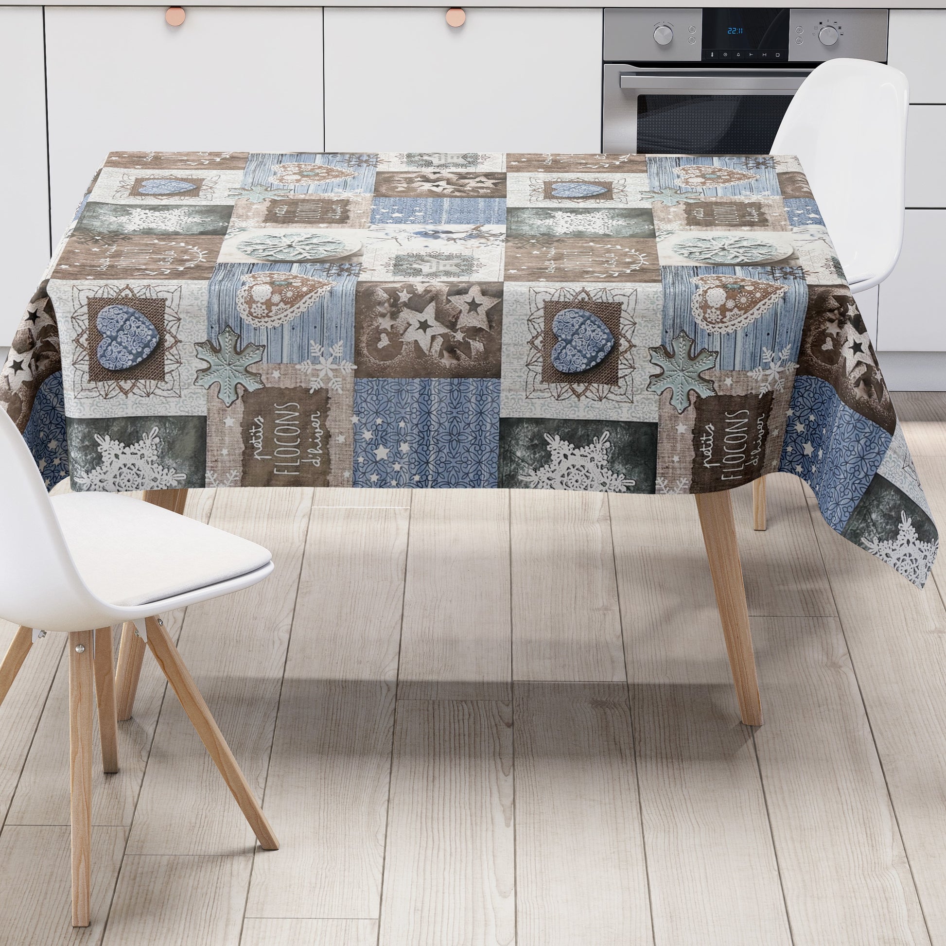 Wachstuch Tischdecke Weihnachten Schneeflocke