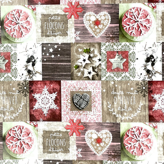 Wachstuch Rolle Weihnachten P1031-2 Sterne Herzen Winter rot Rollenware