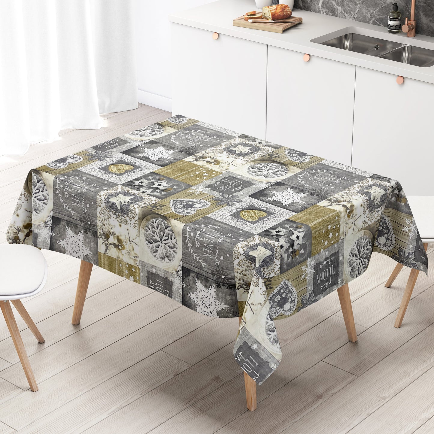 Wachstuch Rolle Weihnachten P1031-3 Sterne Herzen Winter grau Rollenware