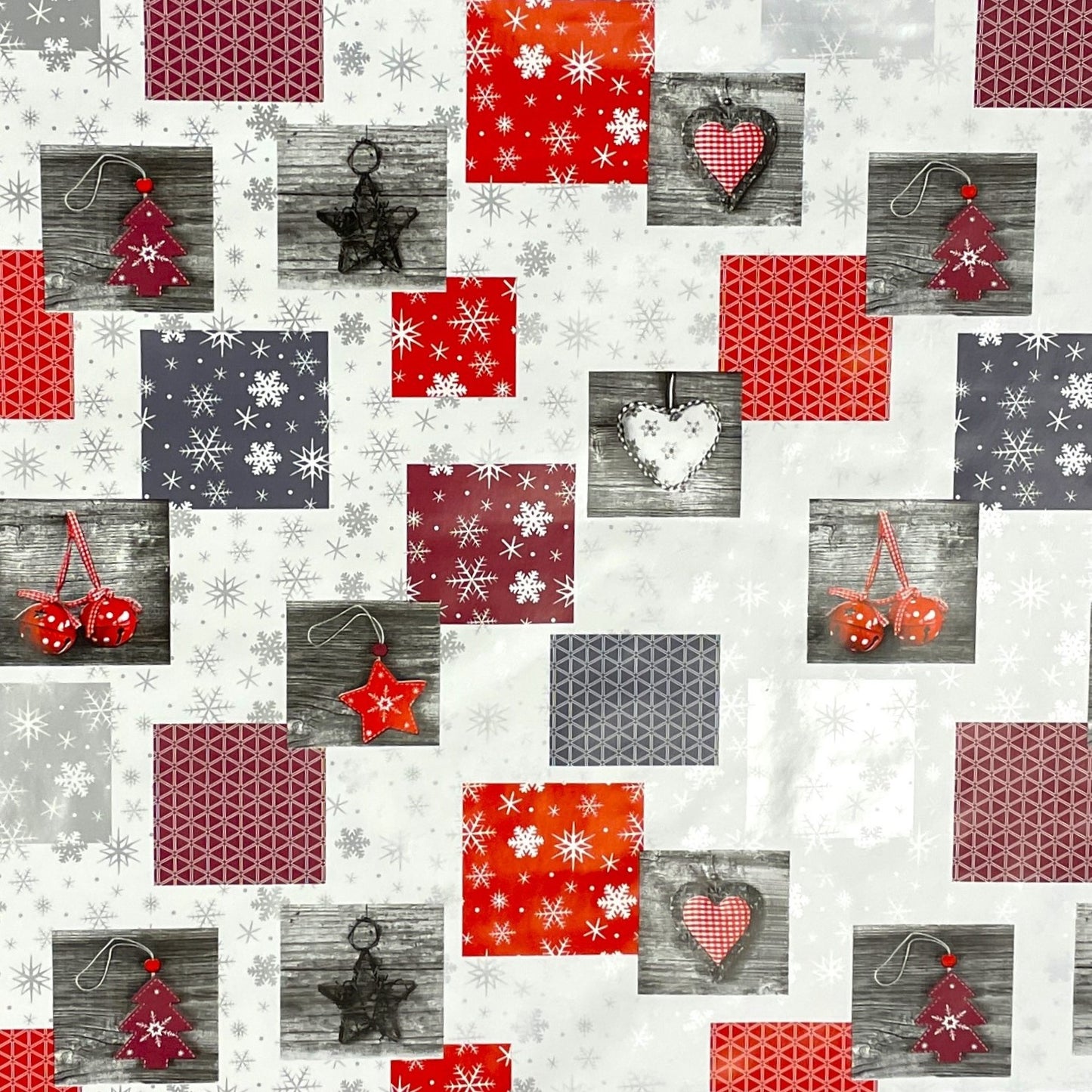 Rouleau de toile cirée Noël P1033-3 cœurs boules flocons de neige rouleau marchandises