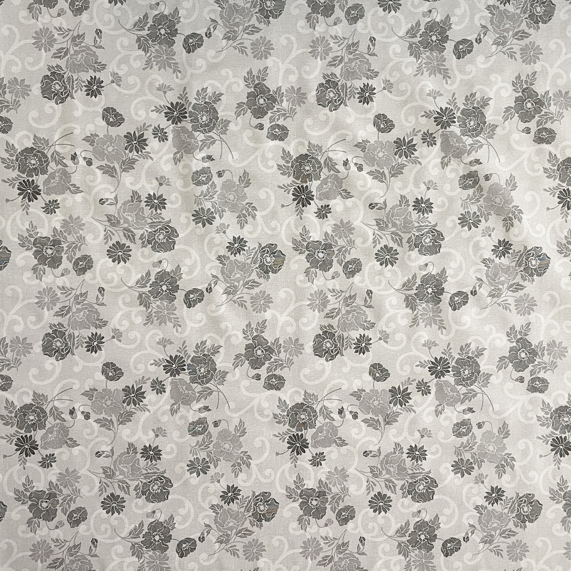 Wachstuch Tischdecke gerägt floral grau