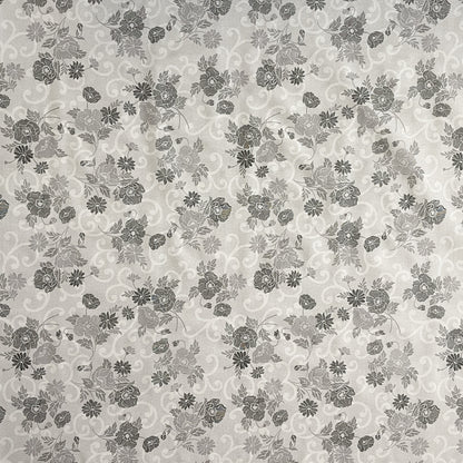 Wachstuch Tischdecke gerägt floral grau