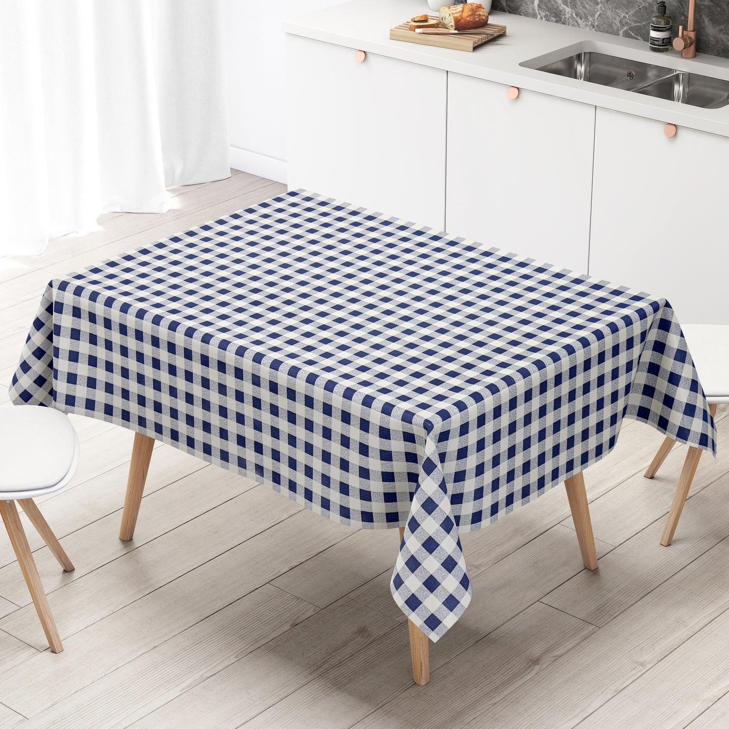Wachstuch Tischdecke kariert blau