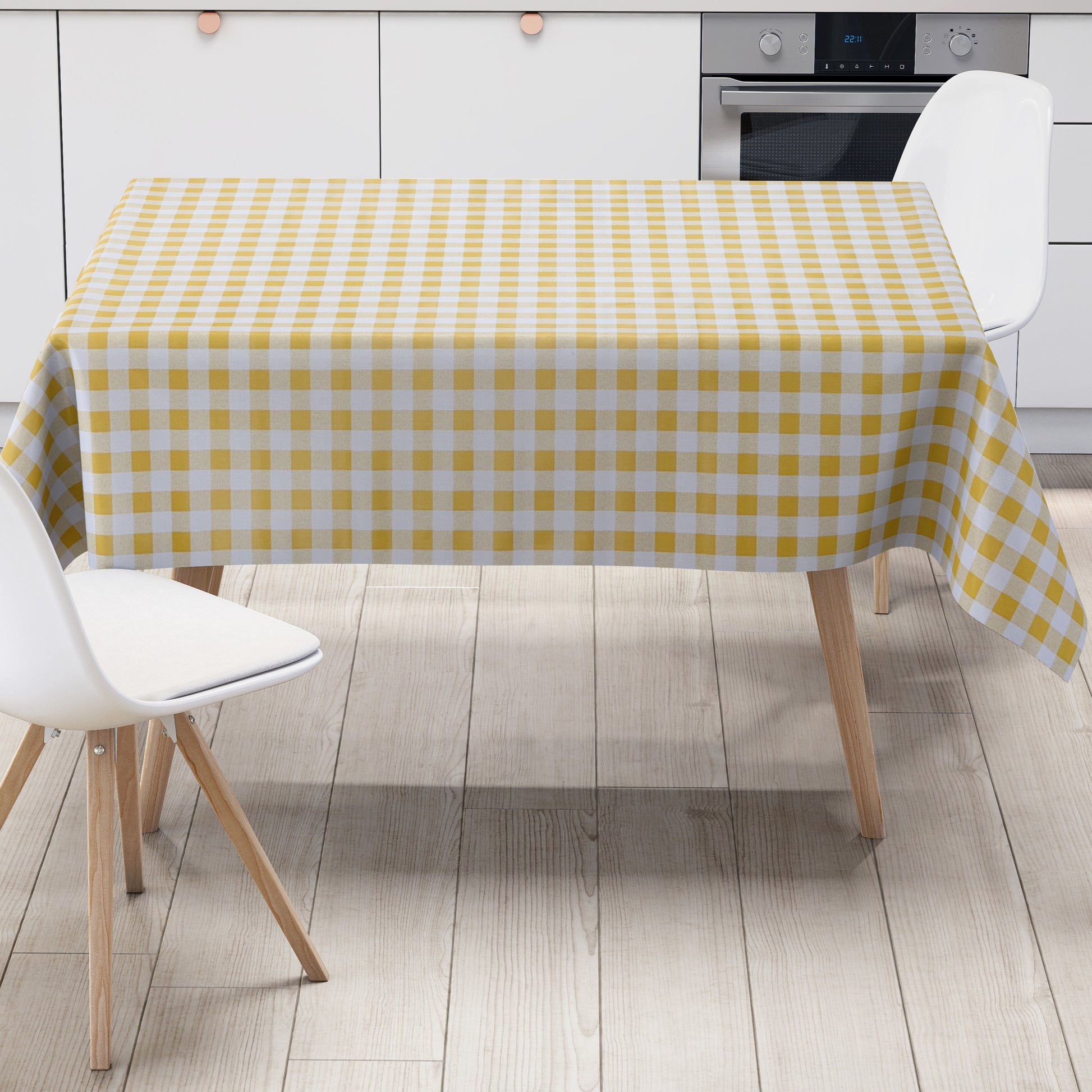 Wachstuch Tischdecke kariert gelb