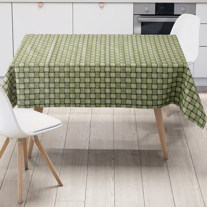 Wachstuch Tischdecke Rattan-Optik geprägt grün