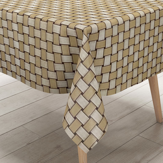 Wachstuch Tischdecke Rattan beige braun
