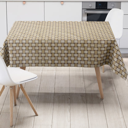 Wachstuch Tischdecke Rattan beige braun