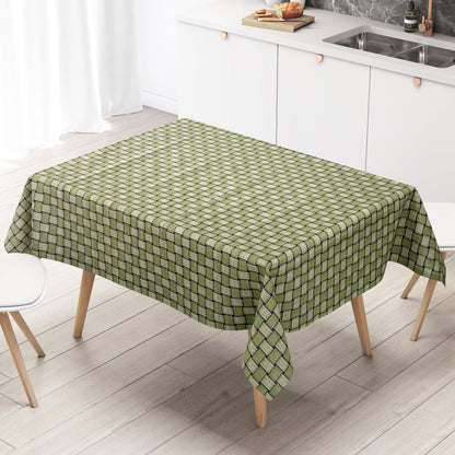 Wachstuch Tischdecke 160 cm Breite Übergröße geprägt P1088-2 grün Rattan-Optik geflochten eckig rund oval