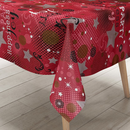 Nappe en toile cirée P1094-3 rouge Fête du Nouvel An Carnaval du Nouvel An carrée ronde ovale