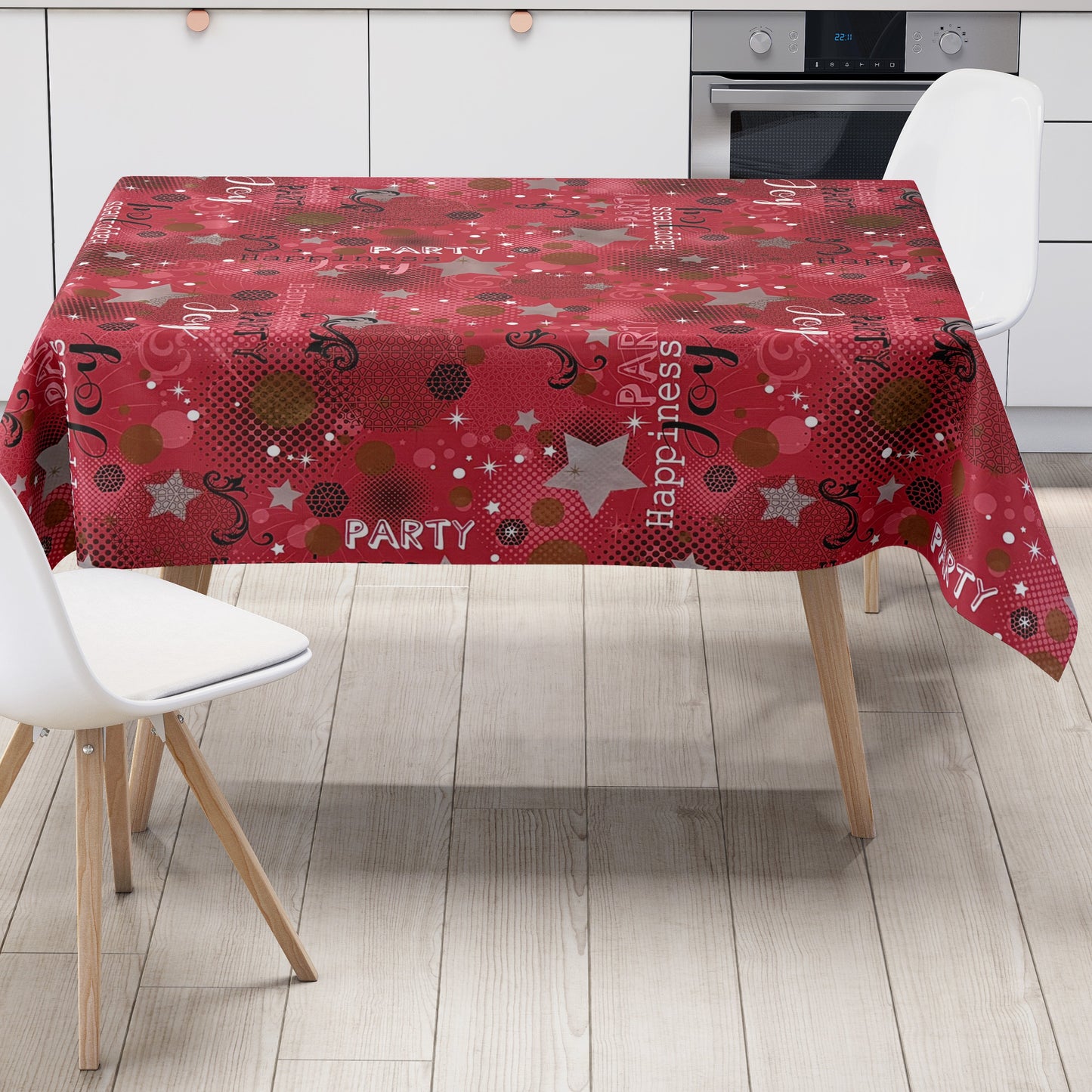 Nappe en toile cirée P1094-3 rouge Fête du Nouvel An Carnaval du Nouvel An carrée ronde ovale