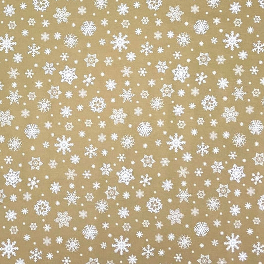 Wachstuch Rolle Weihnachten P1096-1 Schneeflocken Eisblumen gold geprägt Rollenware