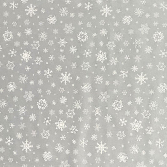 Wachstuch Rolle Weihnachten P1096-2 Schneeflocken Eisblumen silber geprägt Rollenware