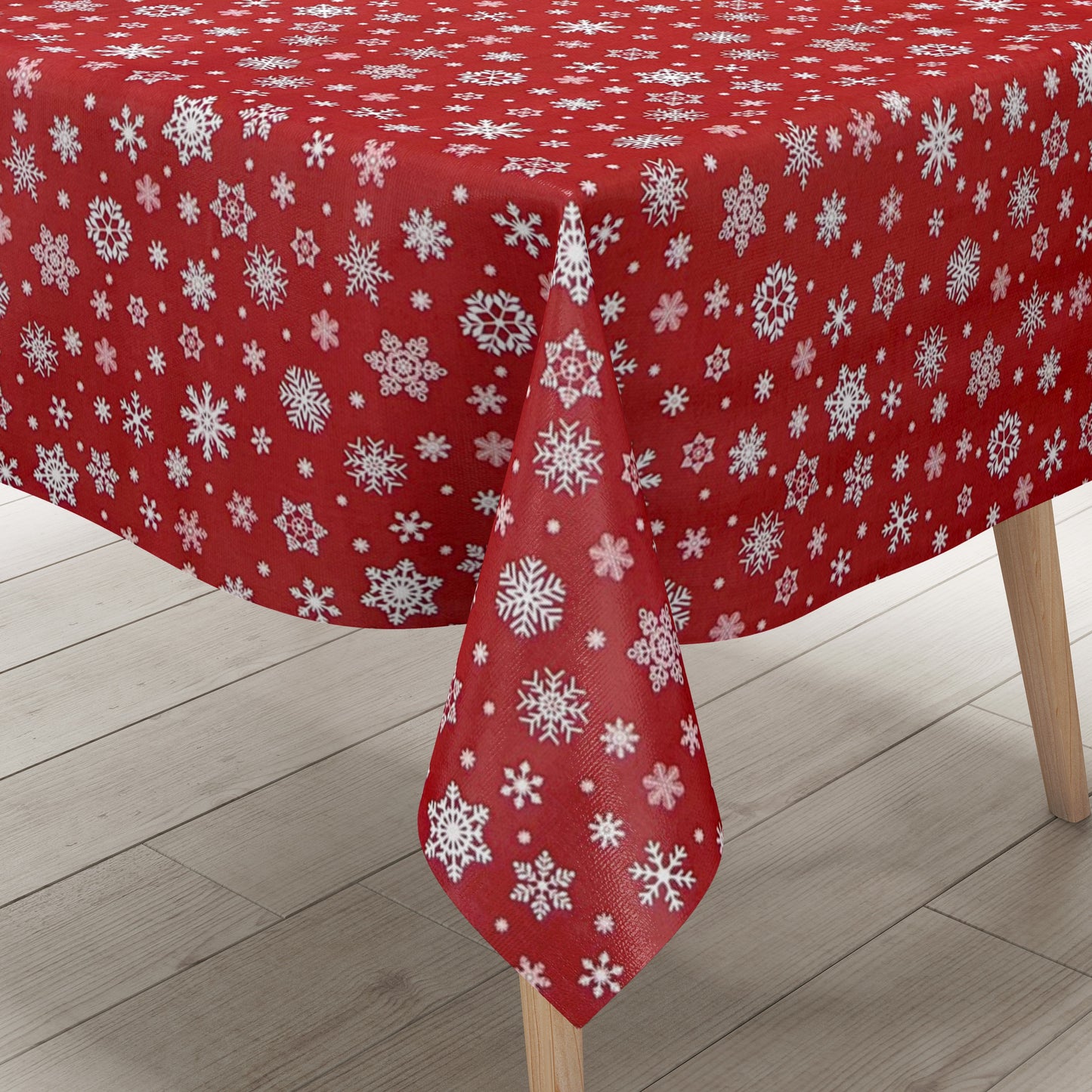 Wachstuch Rolle Weihnachten P1096-3 Schneeflocken Eisblumen rot geprägt Rollenware