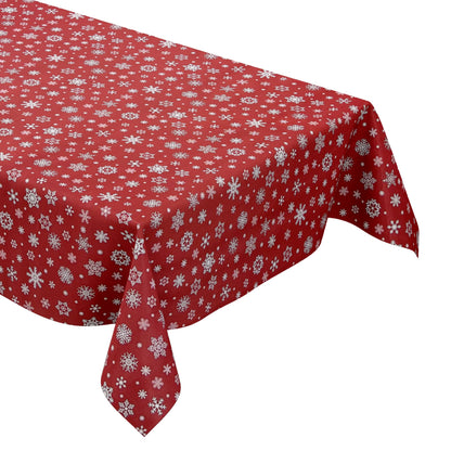 Wachstuch Rolle Weihnachten P1096-3 Schneeflocken Eisblumen rot geprägt Rollenware