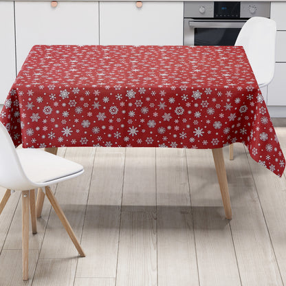 Wachstuch Rolle Weihnachten P1096-3 Schneeflocken Eisblumen rot geprägt Rollenware