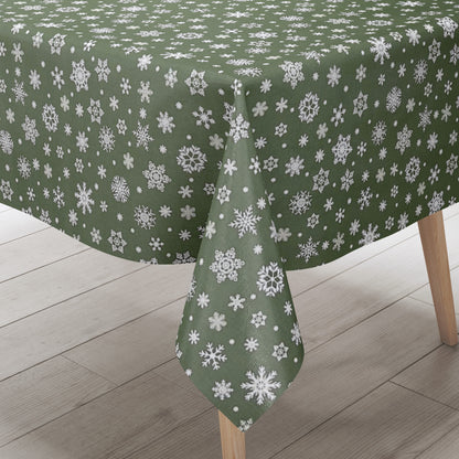 Wachstuch Rolle Weihnachten P1096-4 Schneeflocken Eisblumen grün geprägt Rollenware