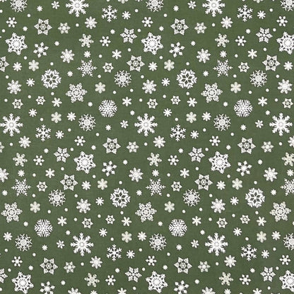 Wachstuch Rolle Weihnachten P1096-4 Schneeflocken Eisblumen grün geprägt Rollenware