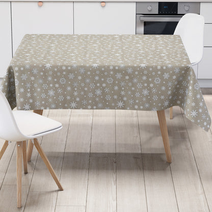 Rouleau de toile cirée Noël P1096-5 flocons de neige fleurs de givre beige gaufré rouleau marchandises