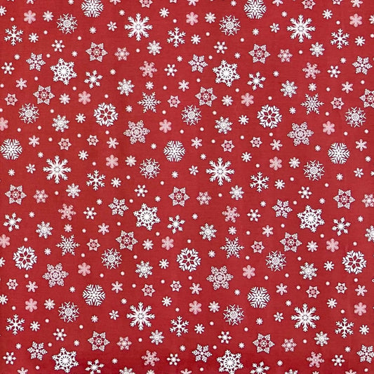 Wachstuch Rolle Weihnachten P1096-3 Schneeflocken Eisblumen rot geprägt Rollenware