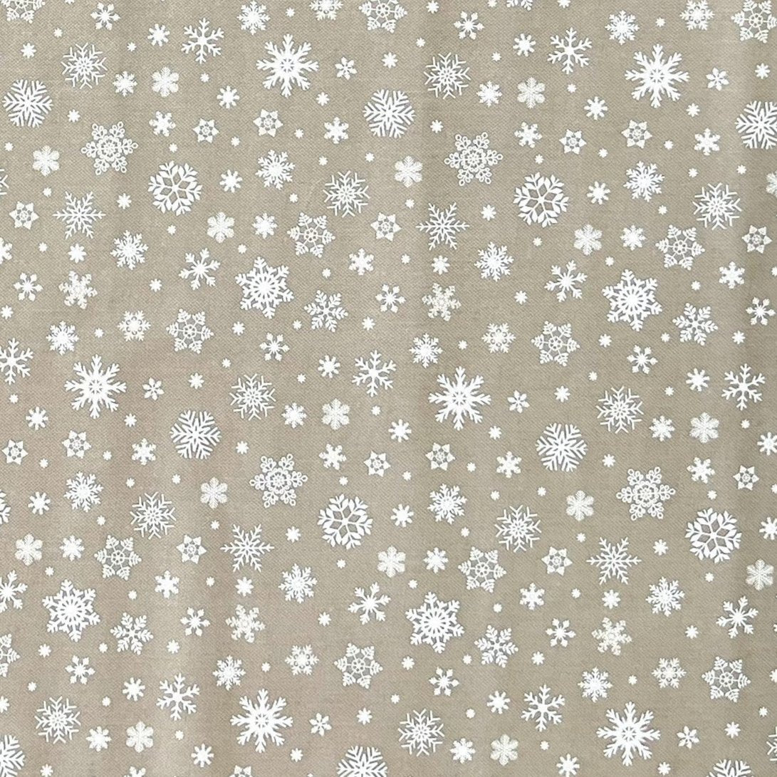 Rouleau de toile cirée Noël P1096-5 flocons de neige fleurs de givre beige gaufré rouleau marchandises