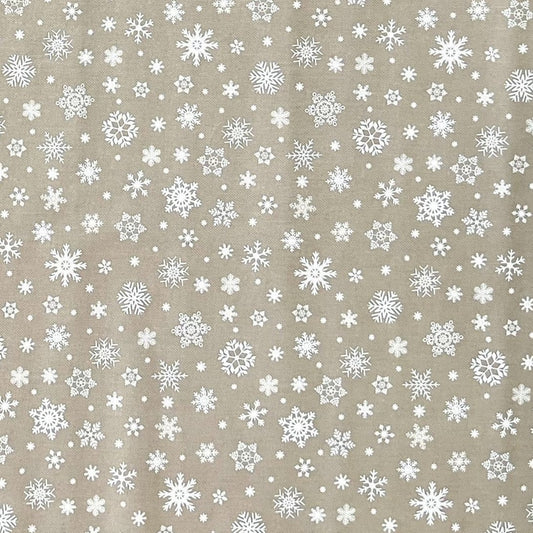 Wachstuch Rolle Weihnachten P1096-5 Schneeflocken Eisblumen beige geprägt Rollenware