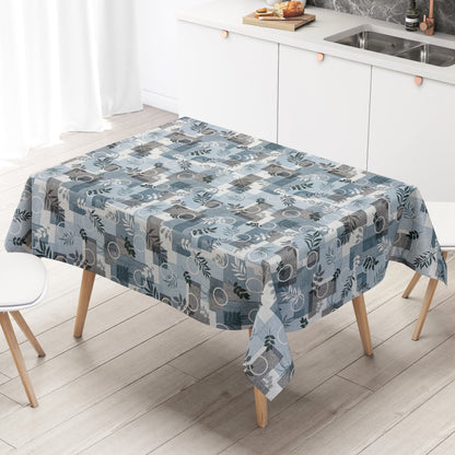 Wachstuch Tischdecke blau Blätter