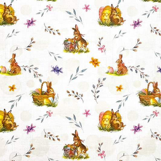Oilcloth roll sold by the meter roll P1150-1 embossed Easter Easter eggs Easter bunny