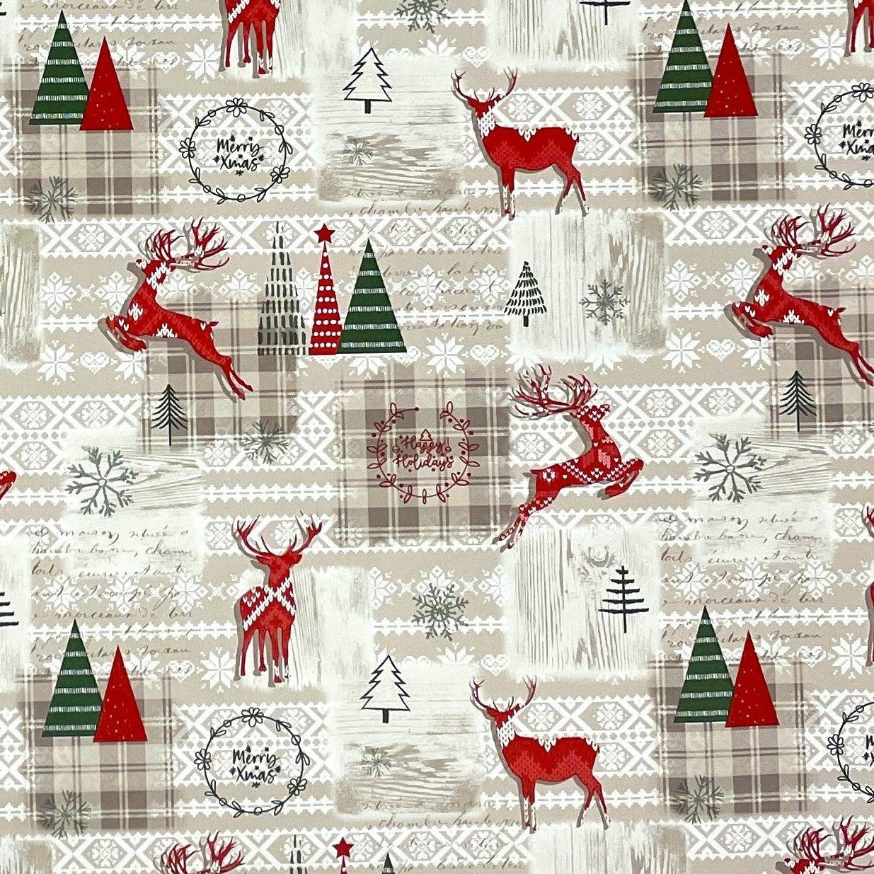 Rouleau de toile cirée Noël P1152-1 Scandinavie renne gaufré rouleau marchandises