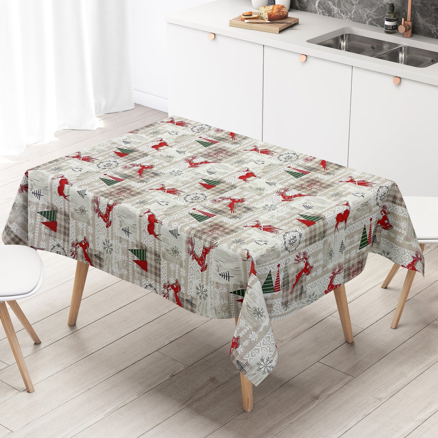 Rouleau de toile cirée Noël P1152-1 Scandinavie renne gaufré rouleau marchandises