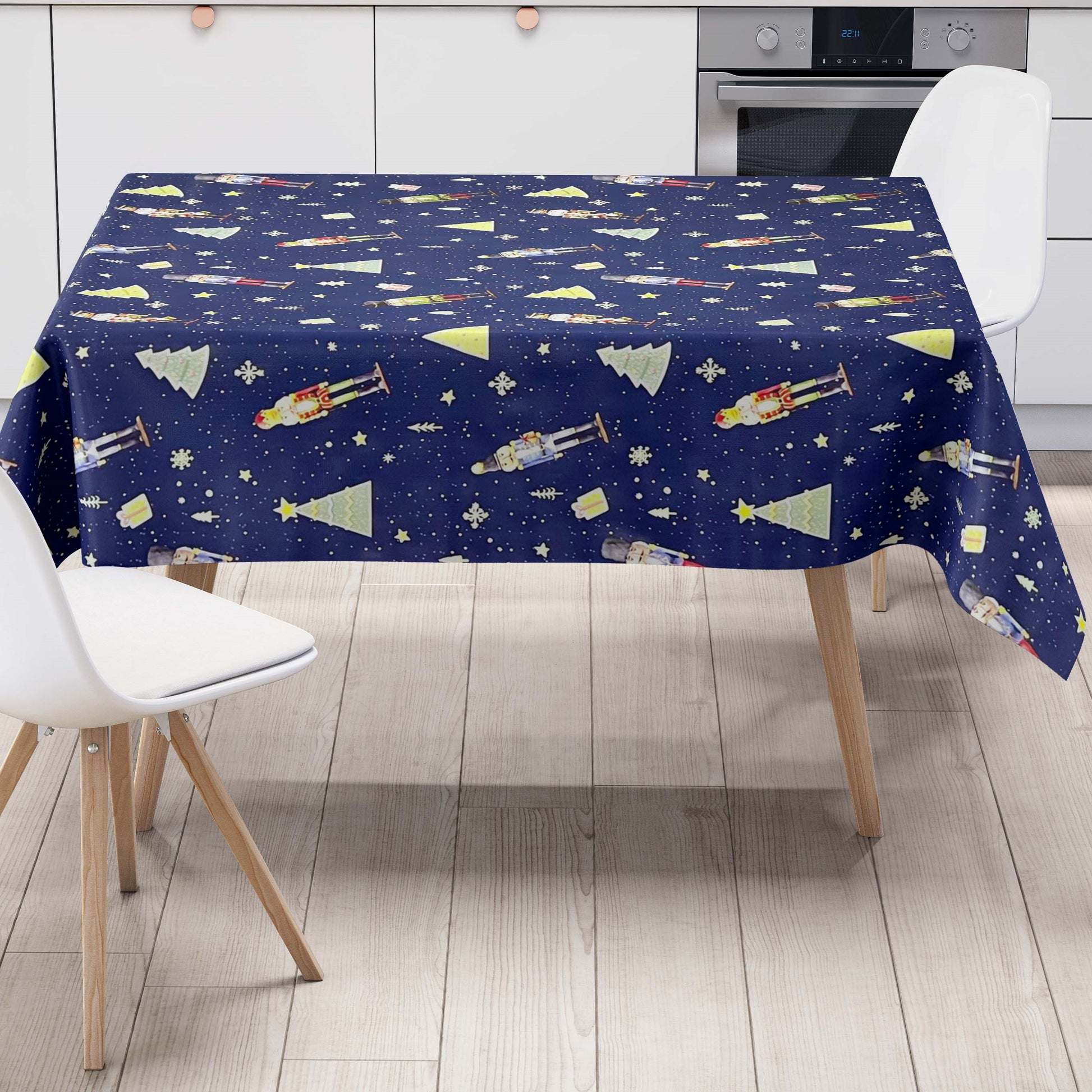Wachstuch Tischdecke marineblau Nussknacker Weihanchten