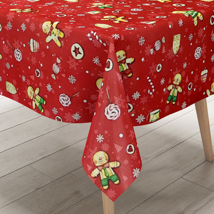 Wachstuch Tischdecke Lebkuchenmann rot