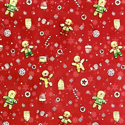 Wachstuch Rolle Weihnachten P1203-1 Lebkuchen rot Rollenware