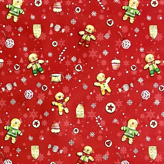 Wachstuch Rolle Weihnachten P1203-1 Lebkuchen rot Rollenware