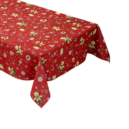 Wachstuch Tischdecke Lebkuchenmann rot