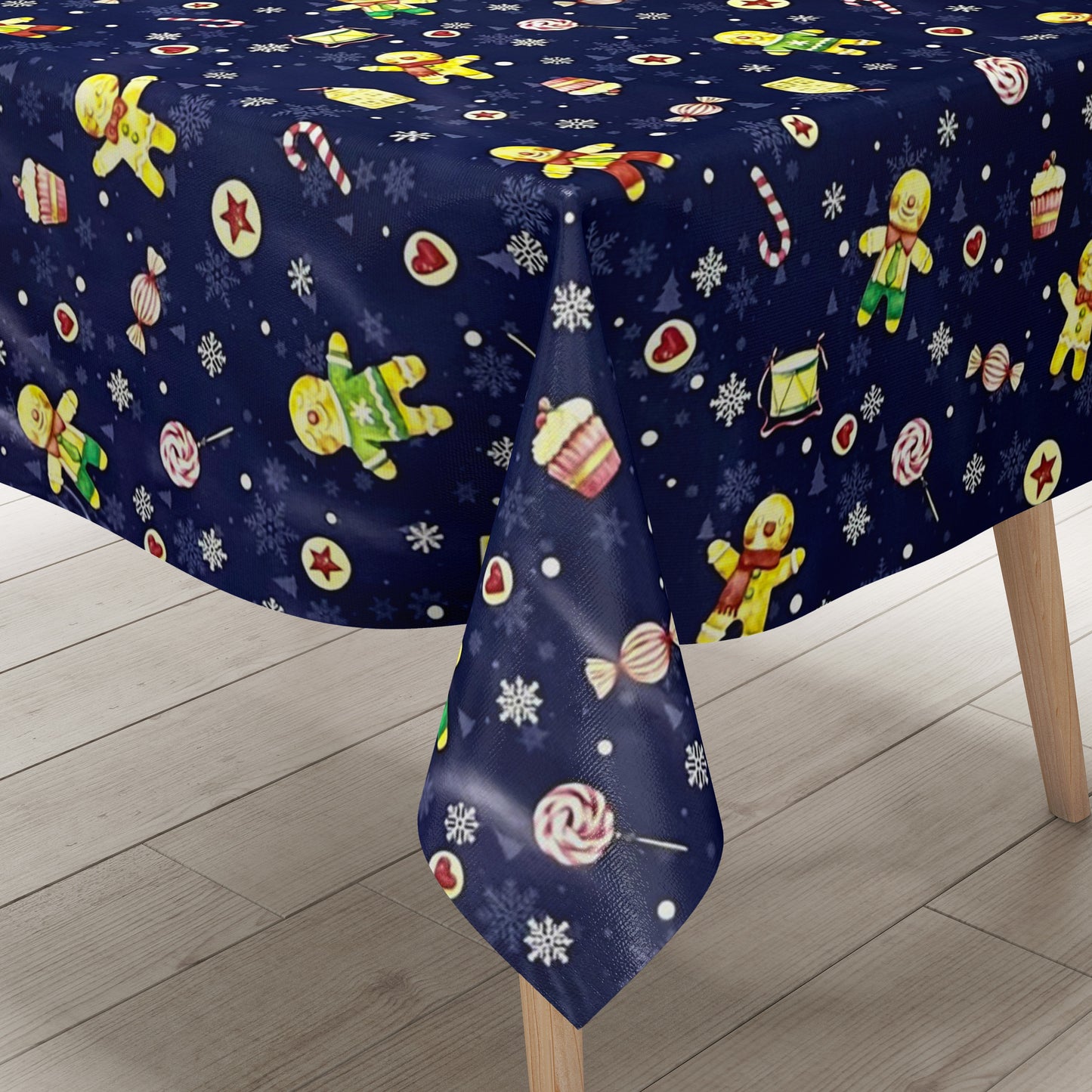 Wachstuch Rolle Weihnachten P1203-2 Lebkuchen blau Rollenware